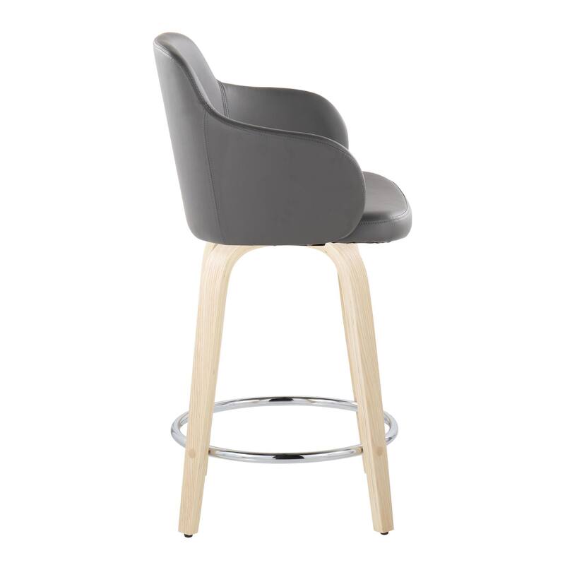 Carson Carrington Iglabo 24" Fixed-Height Counter Stool with Bent Wood Legs and Round Footrest (Set of 2)