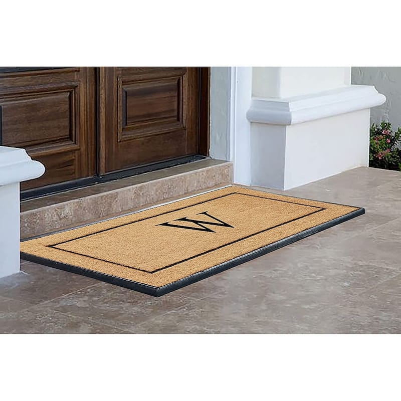 A1HC Natural Coir & Rubber Large Monogrammed Door Mat 30"x60"