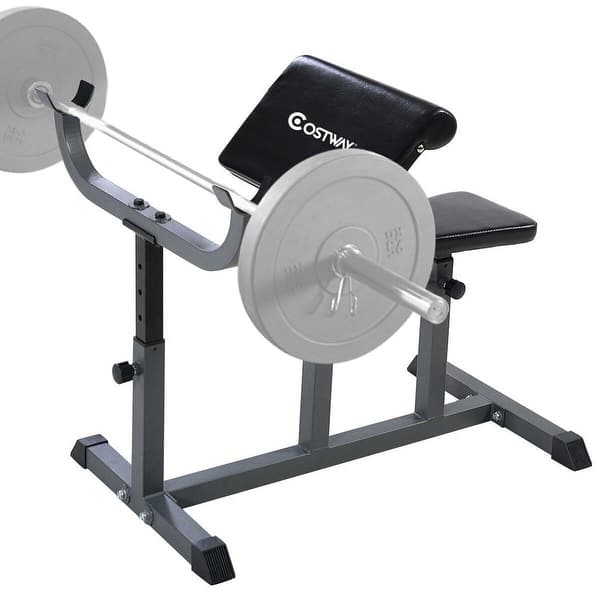 Shop Black Friday Deals On Goplus Adjustable Commercial Preacher Arm Curl Weight Bench Seat Overstock 31058606