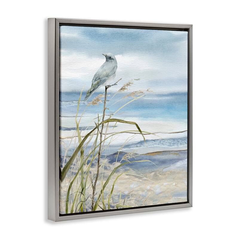 Stupell Bird on Beach Shore Framed Floater Canvas Wall Art Design by Carol Robinson