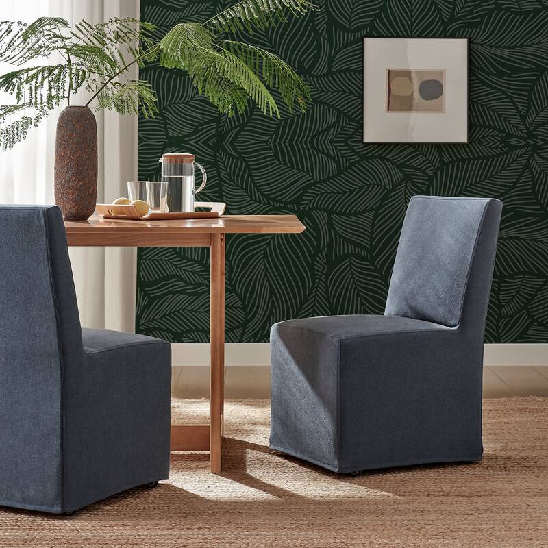Tessera Upholstered Linen-Blend Slipcovered Dining Chair - Denim