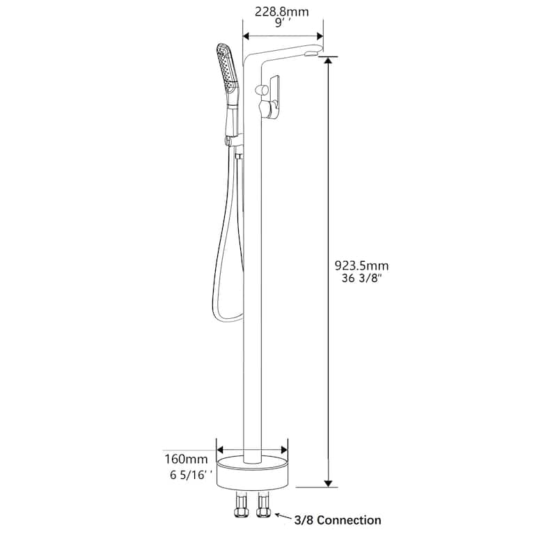 Topcraft Floor Mounted Bathtub Filler with Handheld Showerhead