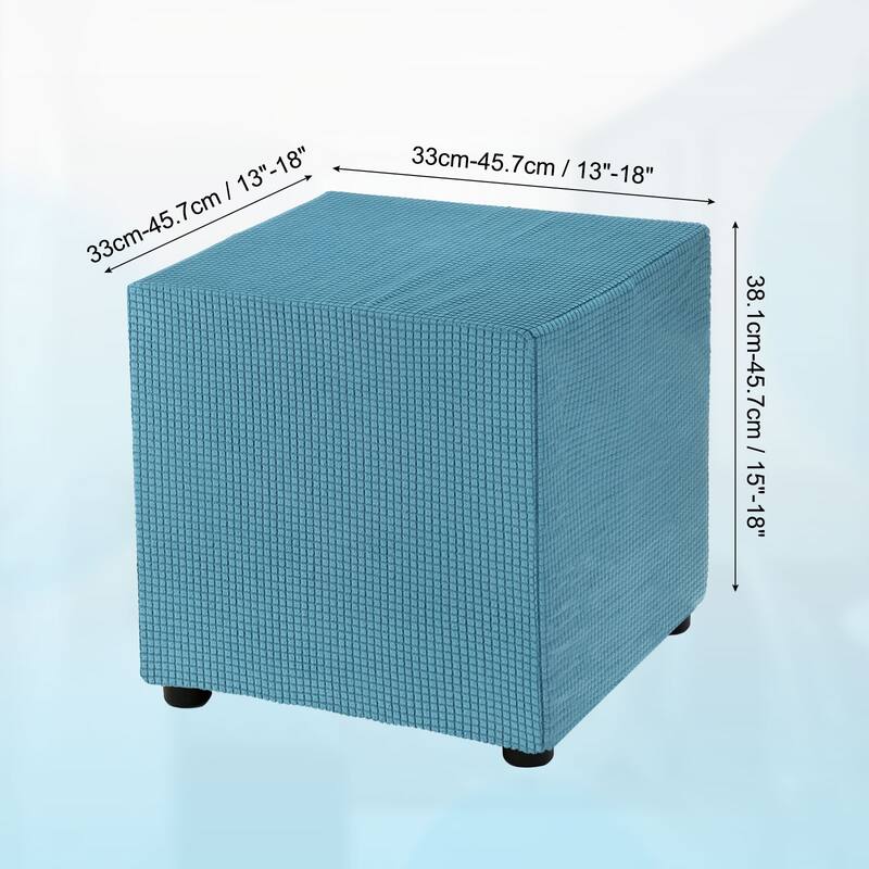 Square Ottoman Cover 18x18x18 inch Polyester Ottoman Slipcovers - Teal