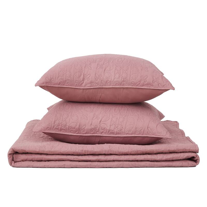 Premium Intricate Pinsonic Microfiber Quilt Set With Shams