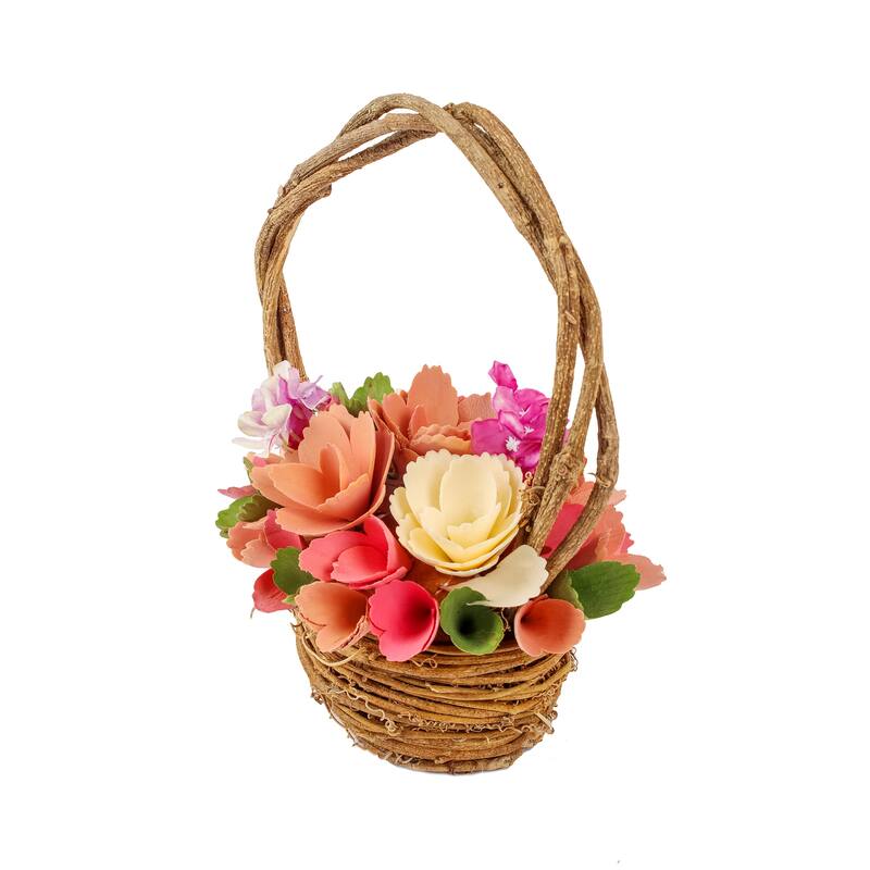 National Tree Company 10 in. Spring Pink Floral Basket
