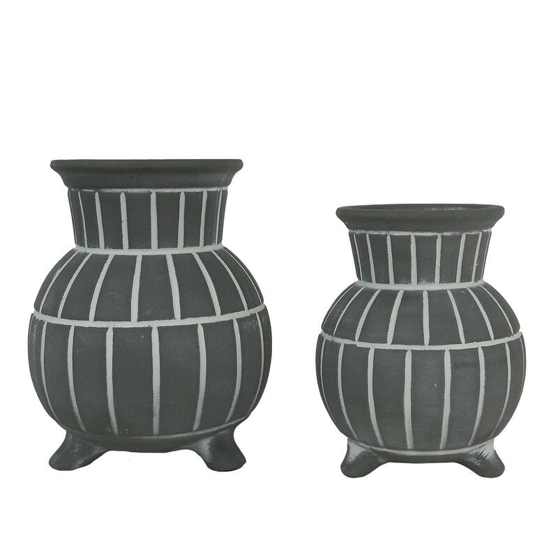 Set of 2 Bubble Shaped Ceramic Vases - Grey