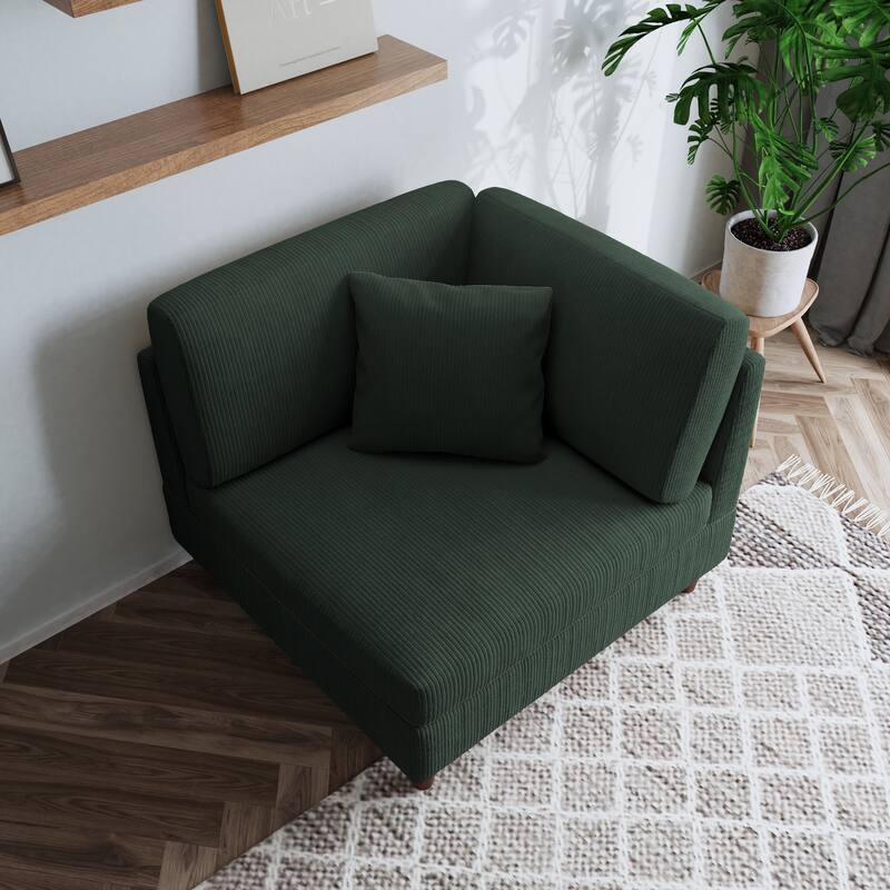 Free Combination Multi-Shaped Corduroy Sofa Modular - Corner Sofa-Right Facing - Hunter Green(Corner Sofa-Right Facing)