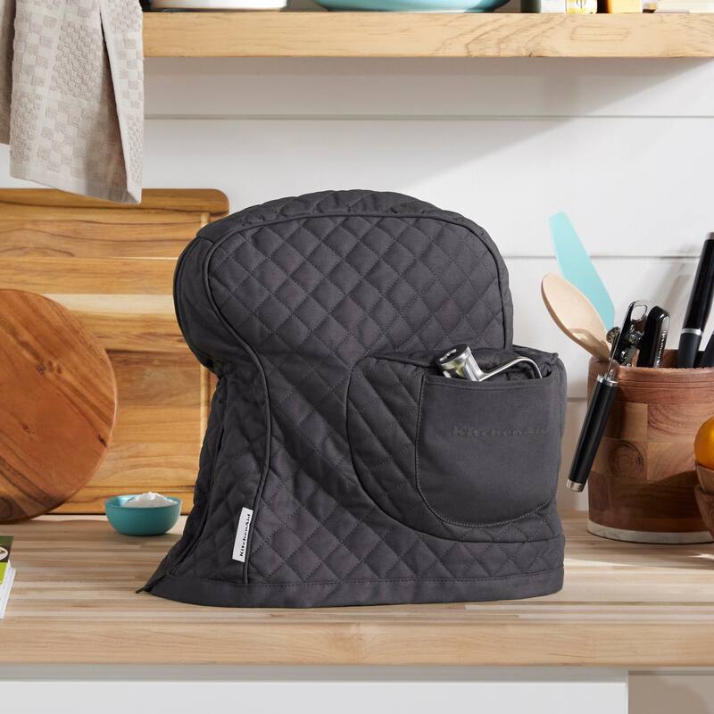 KITCHENAID Fitted Tilt-Head Solid Stand Mixer Cover with Storage Pocket, Quilted 100% Cotton