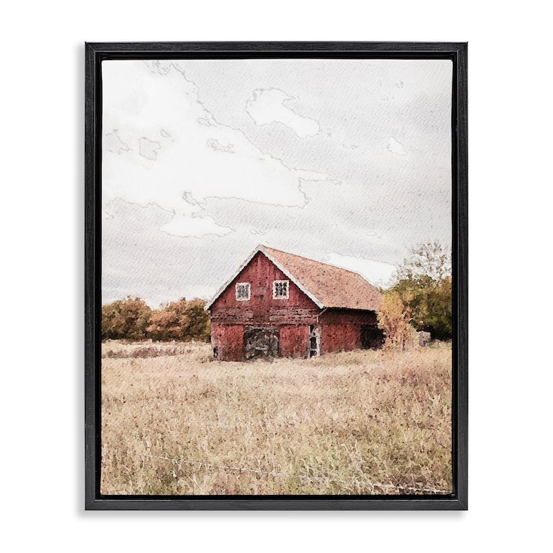 Stupell Red Barn Country Terrain Framed Floater Canvas Wall Art Design By Susan Ball - 17 x 21 - Black
