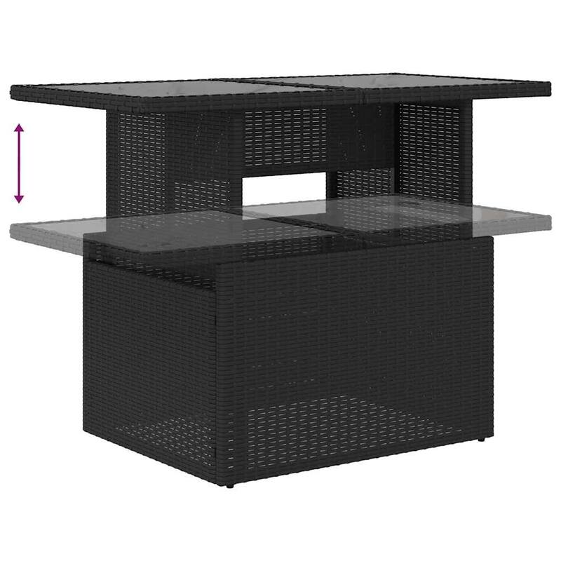 vidaXL Patio Sofa Set with Cushions Table and Sofas Outdoor 11 Piece Poly Rattan - 21.7 x 24.4 x 27.2