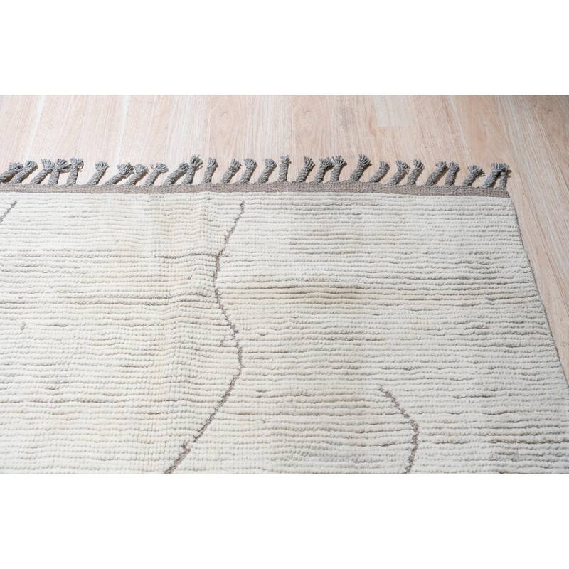 Home Decor Beige Hand-Knotted Wool Contemporary Marrakech Handspun Area RugStylish and Durable Rug for Living Room, Bedroom, Off