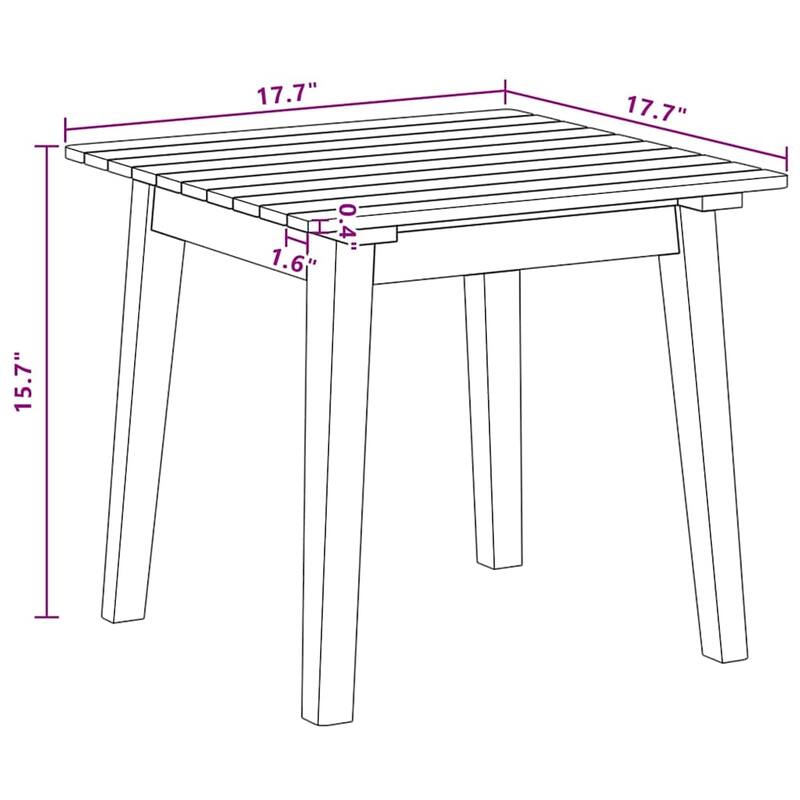 vidaXL Outdoor Dining Set Brown Solid Acacia Wood - 17.7 x 17.7 x 15.7