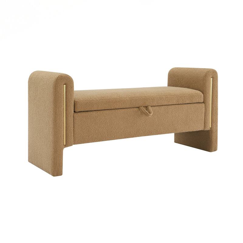 Bench with Arms and Storage,Upholstered Large Foot Rest Stool, Comfy Window Vanity Bench for Living Room,Bedroom,Dorm