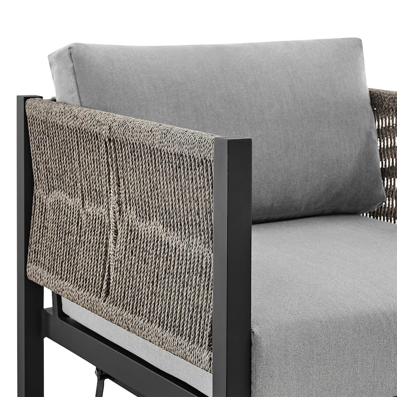Cuffay Modern Aluminum and Rope Outdoor Patio Swivel Glider Chair