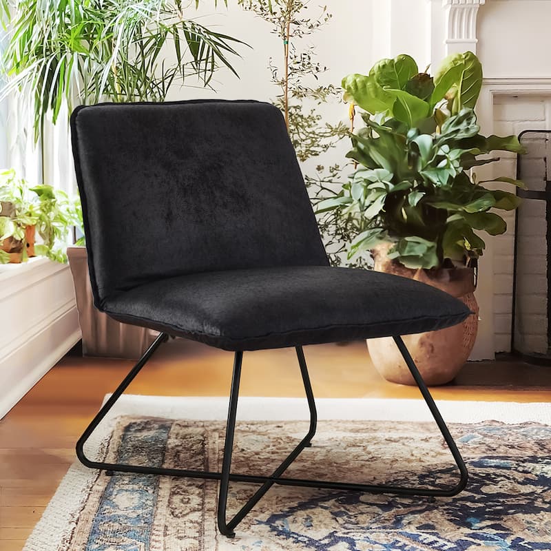 LUE BONA Mid Century Faux Leather Accent Chair With Adjustable Backrest - 31.5'' H X 22.2'' W X 23.6'' D