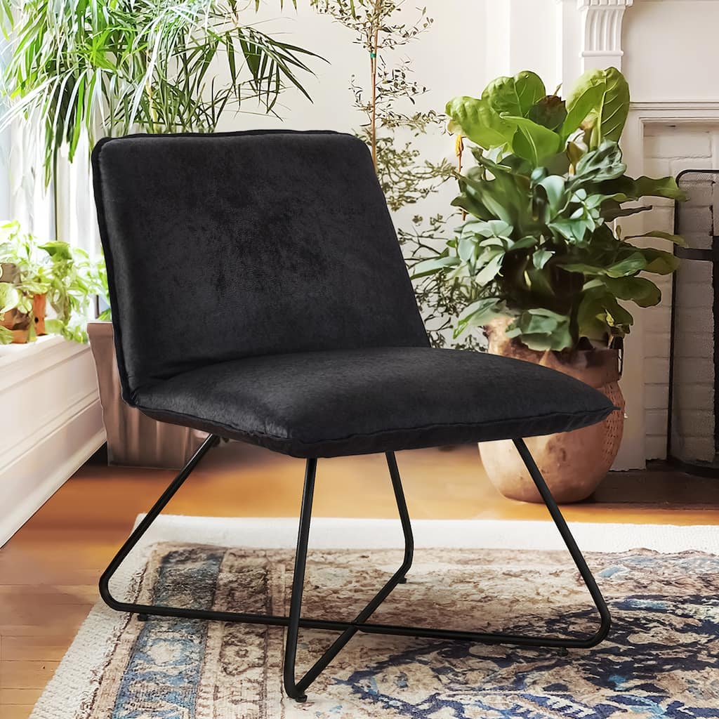 Mid Century Faux Leather Accent Chair With Adjustable Backrest - 31.5'' H X 22.2'' W X 23.6'' D