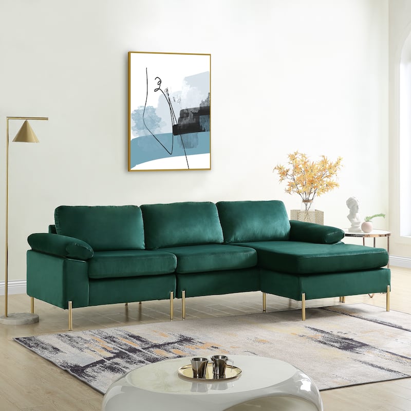 Velvet Sectional Sofa with Chaise