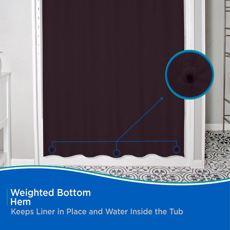 Kenney Lightweight PEVA Shower Curtain Liner and Beaded Roller Ring Set, 70" W x 72" H