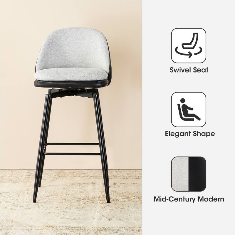 Glitzhome Set of 3 Leatherette Adjustable Swivel Bar Stool Pub Table Set