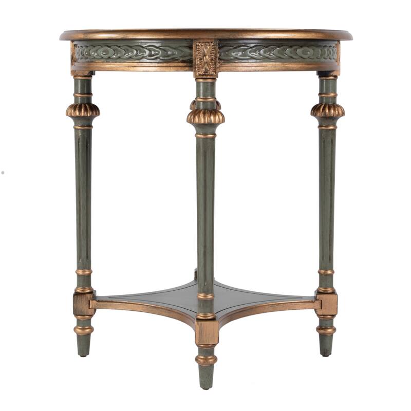 Hellinger 24 in. W Round Wood Tall End Table with Open Shelf