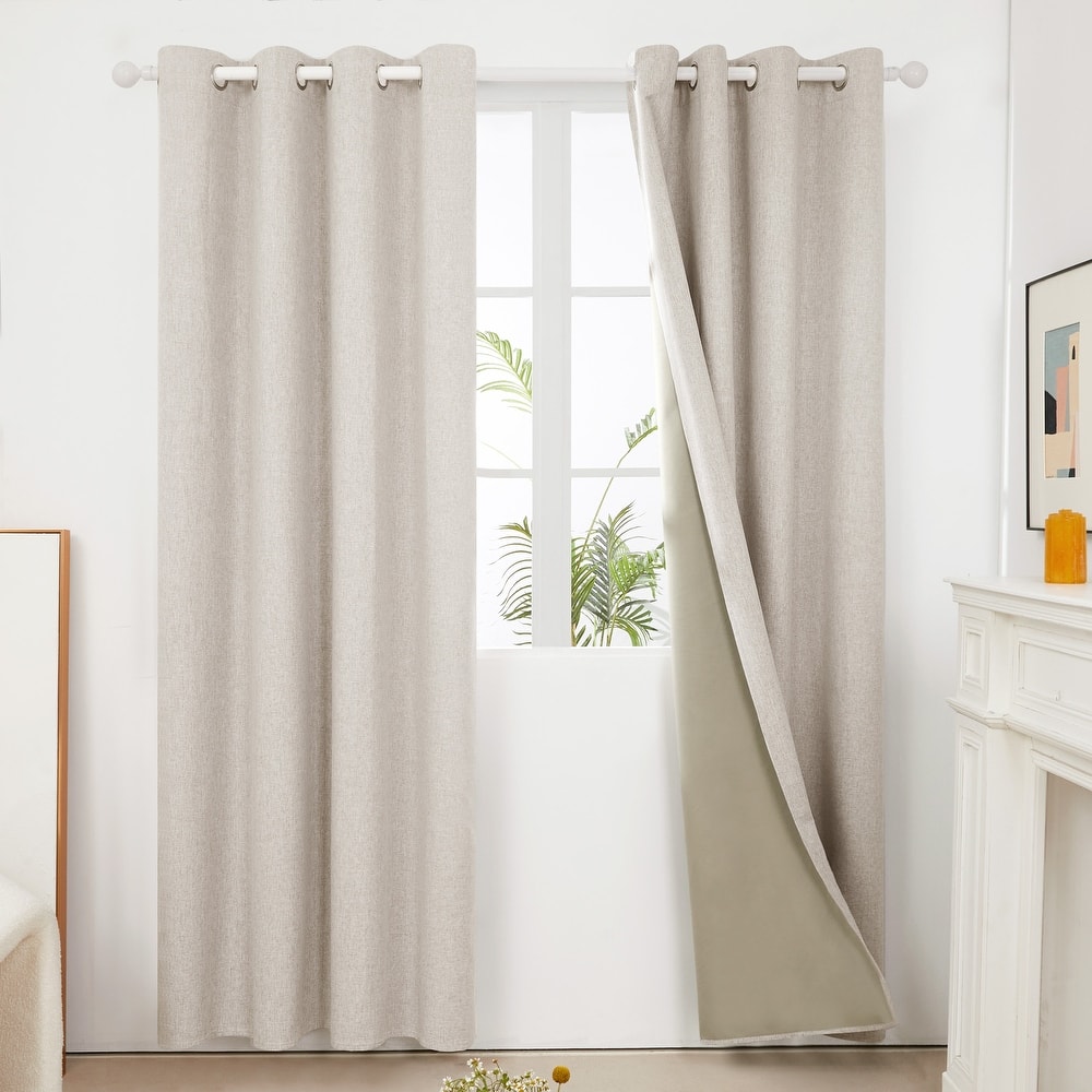 Deconovo Faux Linen Total Blackout Grommet Curtain (2 Panels)