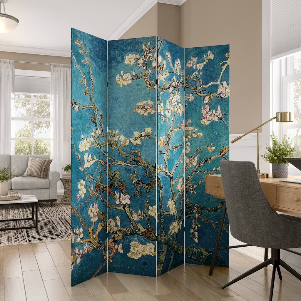 Double-sided Works of Van Gogh Almond Blossoms/Wheat Field Canvas Room Divider