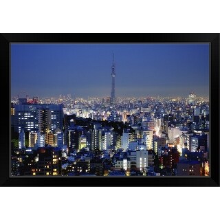 Tokyo Skyline Black Framed Print Overstock