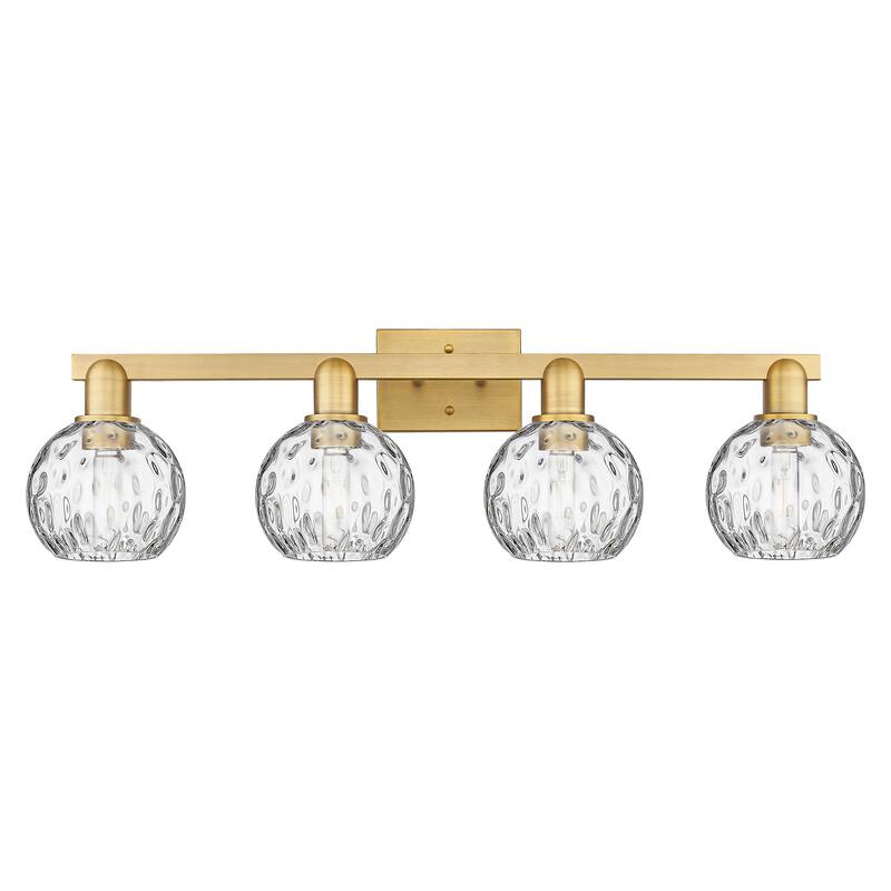 Innovations Lighting Endless Possibilities Arcadia - Athens Water Glass - 4 Light 33" Bath Vanity Light - Brushed Brass