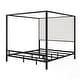 preview thumbnail 12 of 21, Metal 4-Poster Bed Frame Modern Canopy Upholstered Bed with Tall Upholstered Headboard