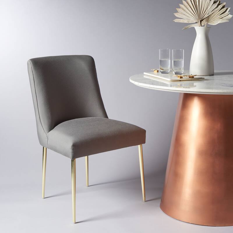 SAFAVIEH Couture Melonie Velvet Accent Chair - Mustard / Brass - 28"x23"x35.3" - 28" W x 23" D x 35" H - 28Wx23Dx35H - Charcoal Grey