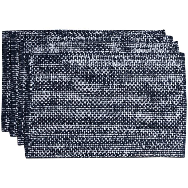 Sweet Home Collection Two Tone Cotton Woven 13x19 Placemats (Set of 2, 4, or 6) - Set of 4 - Navy
