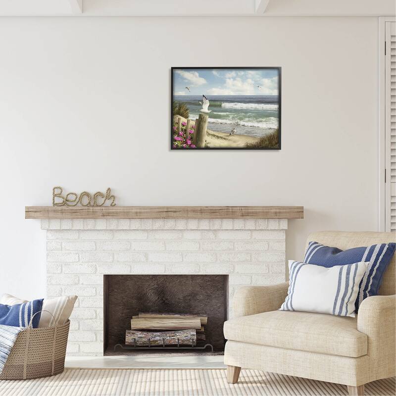Stupell Endless Seas Beach Seagulls Framed Giclee Art by Alan Giana
