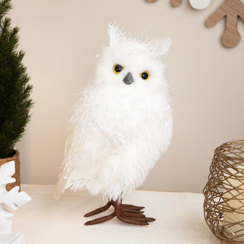 Standing Snow Owl Christmas Figure - 12.25" - White