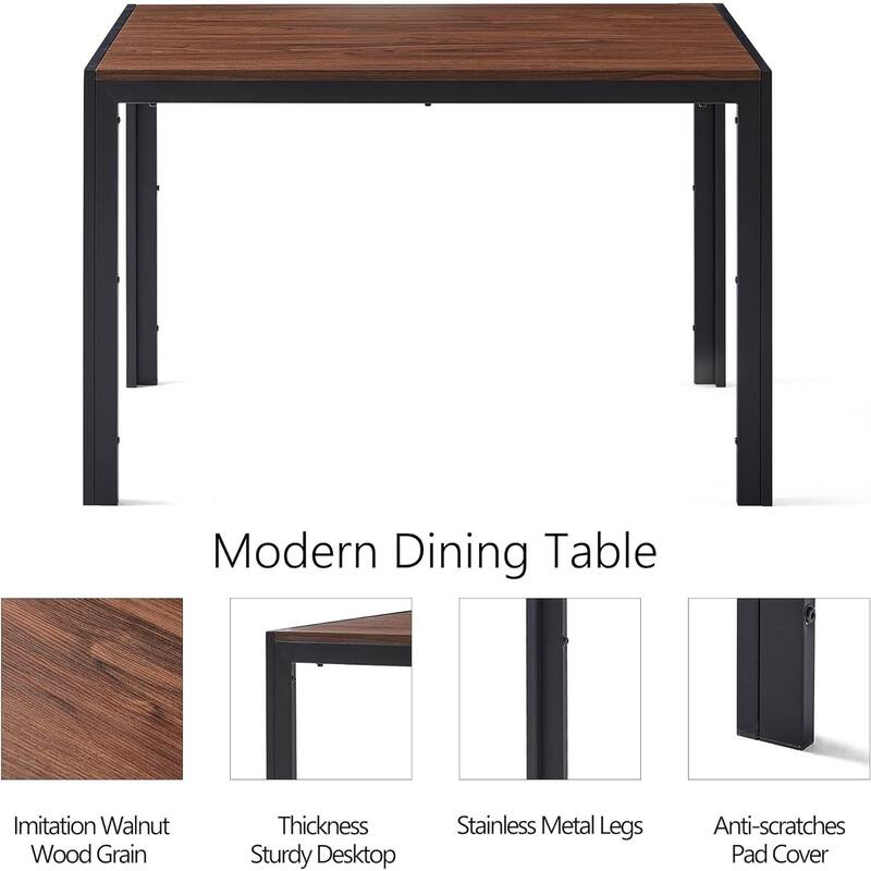 Howtai 47" Rectangular Home Kitchen Dining Table with Metal Legs - Walnut