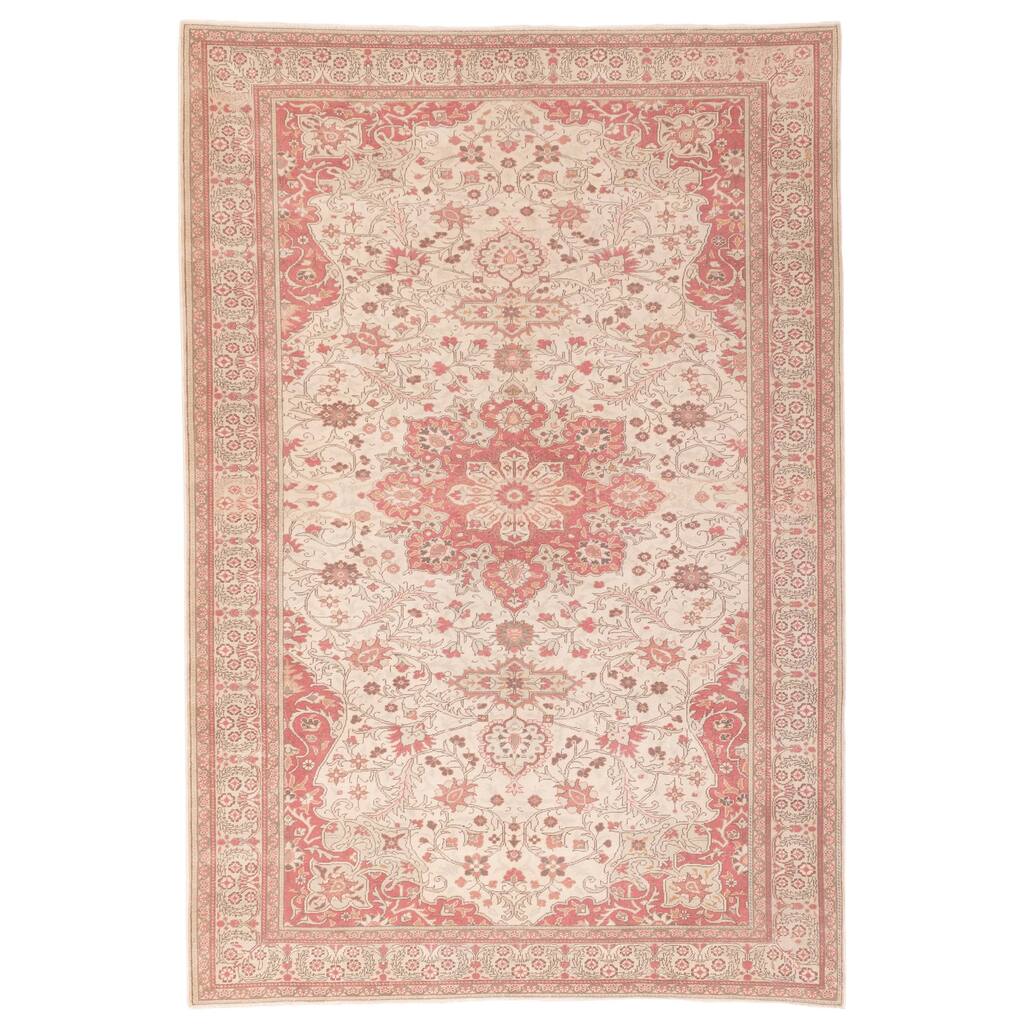 ECARPETGALLERY Hand-knotted Kayseri Vintage Ivory Wool Rug - 6'8 x 9'10