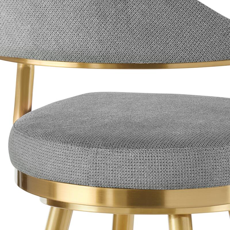 Justy Swivel Counter Stool Chair, Gold Steel, Anchor Gray Polyester