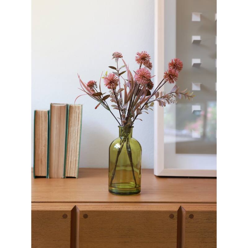 15"H Fall Floral Arrangement in Glass Vase
