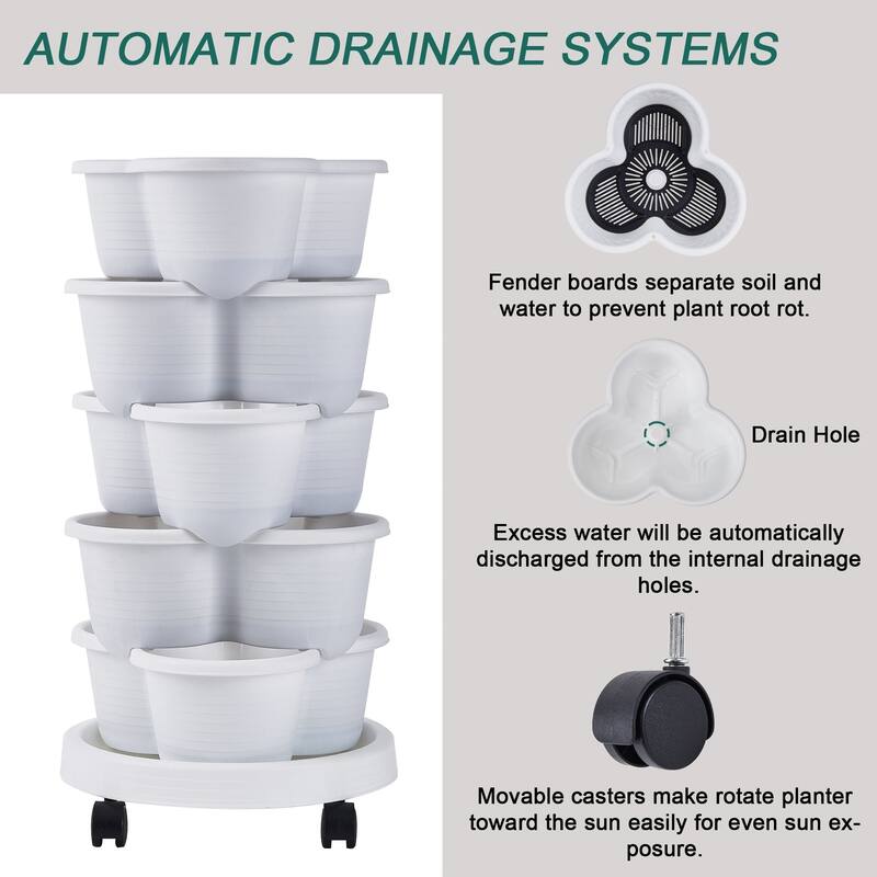 Vertical Strawberry Planter 5 Tier Hanging Vertical Gardening Planter Stackable Garden Tower Pot for Strawberries Flowers