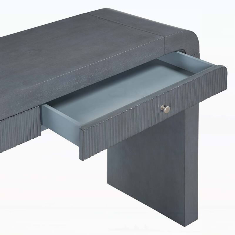 Console Table with Fluted Drawer,Curved Corners,and Thick Legs for Hallway & Living Room