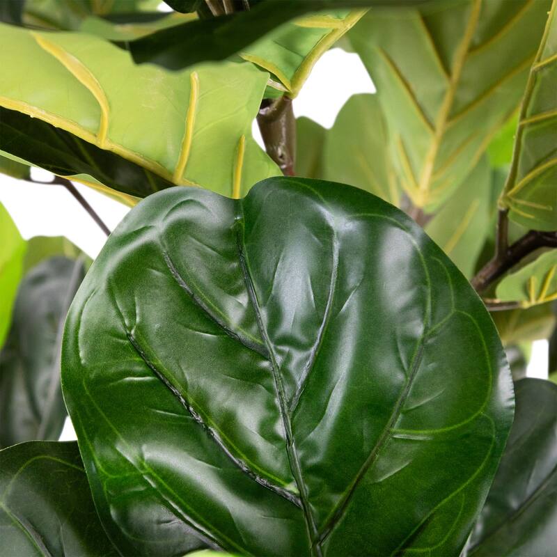 Potted Two Tone Green Artificial Wide Fiddle Leaf Fig Tree - 6.25'