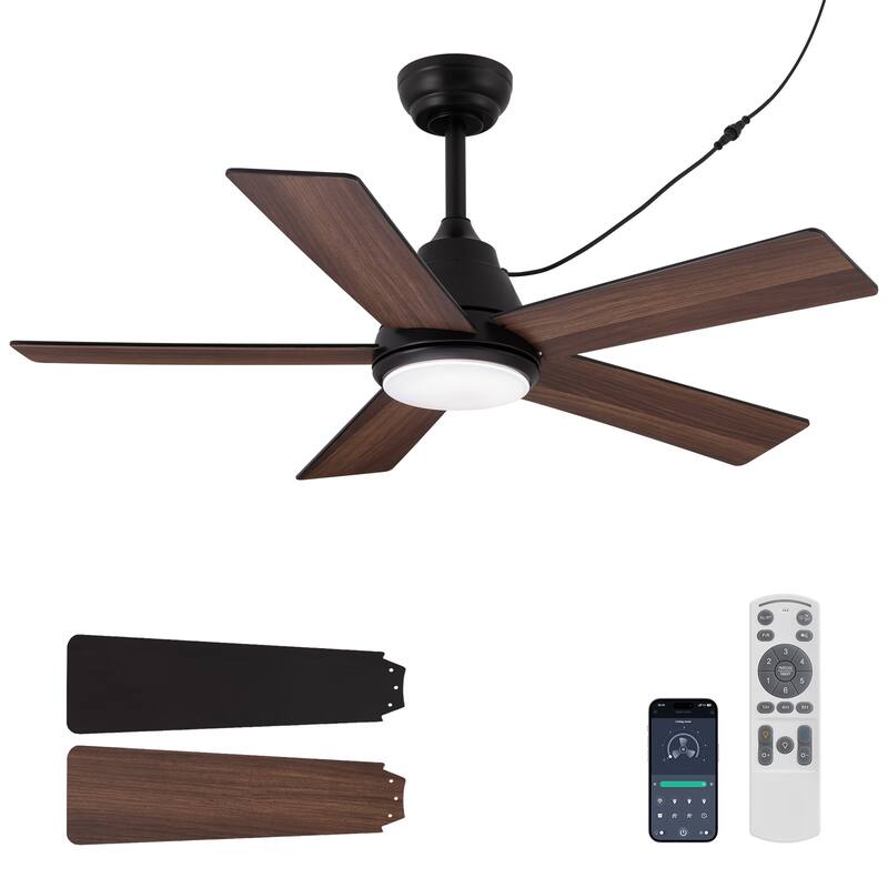 42 Inch Farmhouse Waterproof Dimmable Ceiling Fans with Lights and Remote - 42''