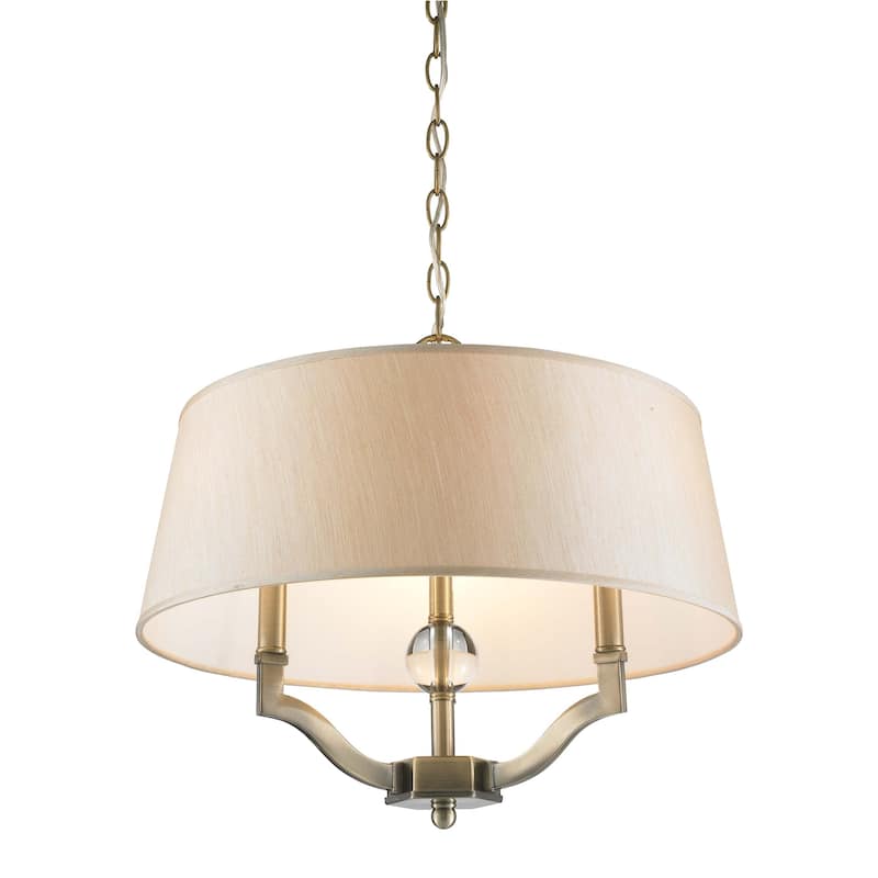 Wry Lighting Waverly 3-light Semi-Flush Mount in Aged Brass