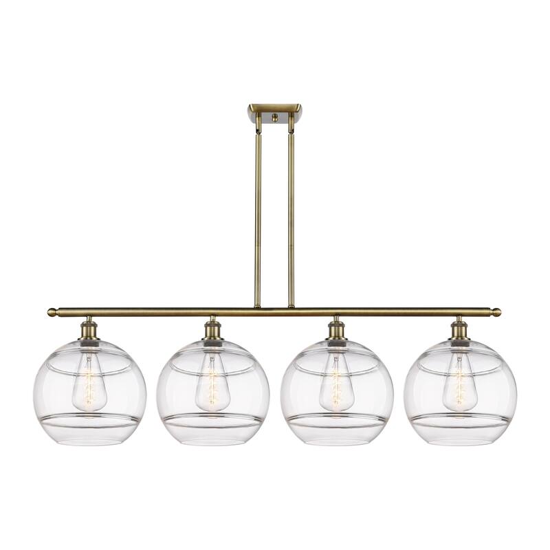 Innovations Lighting 516-4I-14-50 Rochester Linear Rochester 4 Light - Antique Brass / Clear