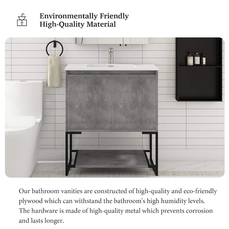 30-inch Freestanding Bath Vanity with Cultured Mable Top