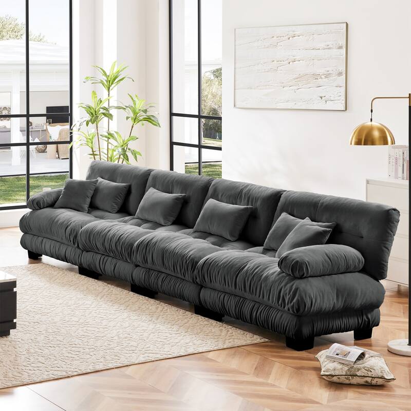 4-Seater Modular Deep Seat Sectional Sofa Couch