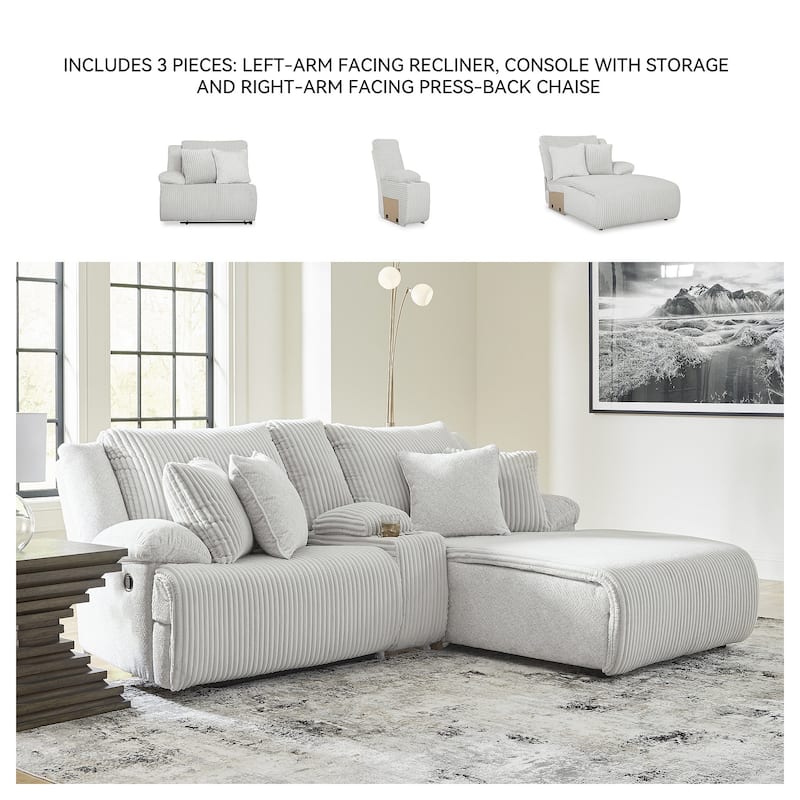 Signature Design by Ashley Top Tier 3-Piece Reclining Sectional with Chaise - 105"W x 74"D x 41"H