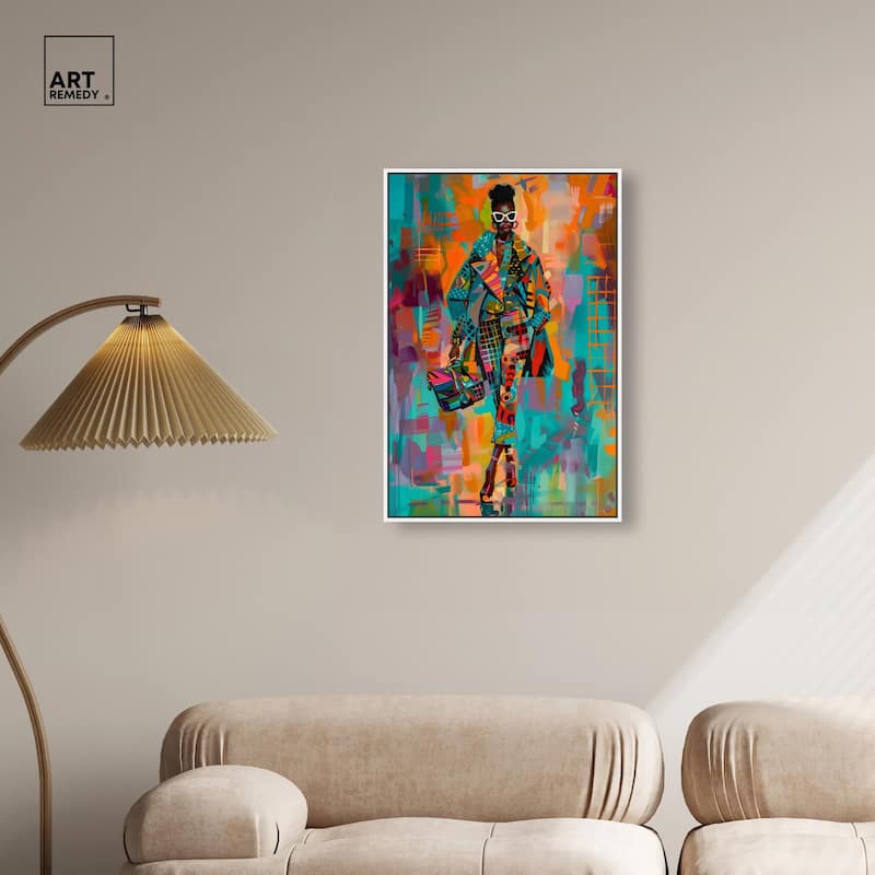 Bold Patchwork Style Canvas by Art Remedy