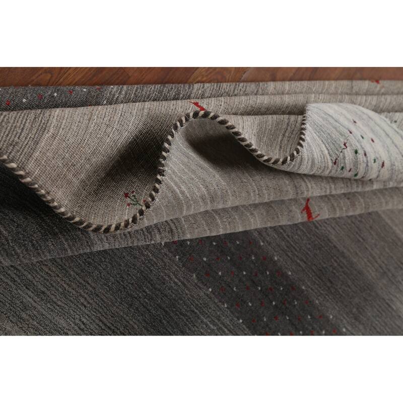 Striped Tribal Gabbeh Oriental Area Rug Handmade Wool Carpet - 5'9"x 8'2"