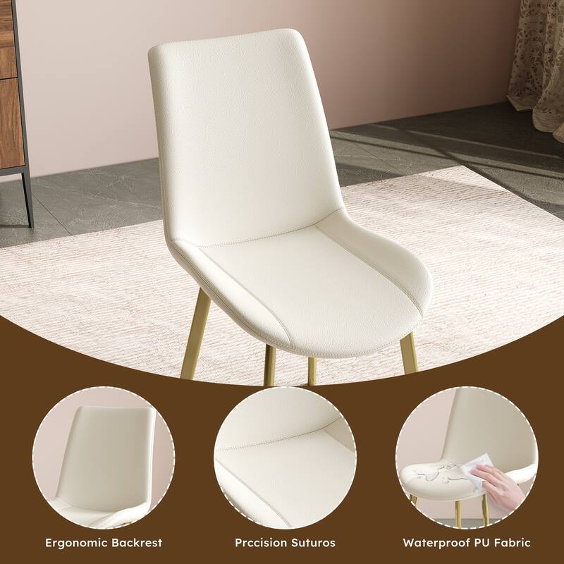 Roomfitters Dining Chairs Set of 4, Modern PU Leather Kitchen Side Chair, Metal Legs