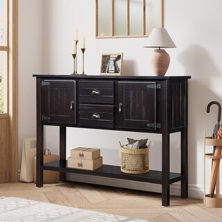 48 Inch Solid Wood Sideboard Console Table With 2 Drawers And Cabinets ...